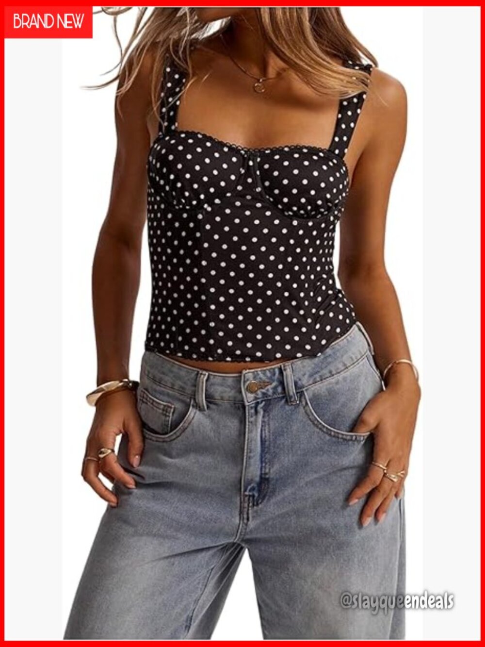 Polka Dot Corset Bustier Crop Tank Top Sleeveless Y2K Going Out